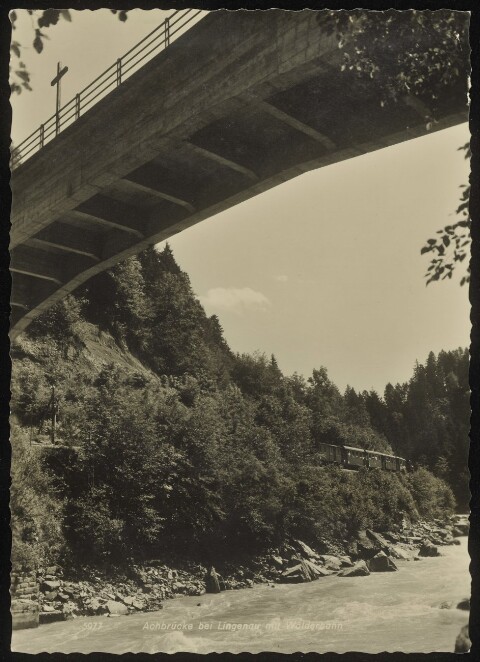 Achbrücke bei Lingenau mit Wälderbahn / Aufnahme von Rhomberg von Rhomberg, ...