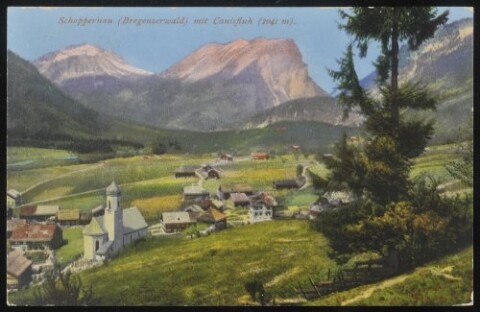 Schoppernau (Bregenzerwald) mit Canisfluh (2041 m) von Purger u. Co.