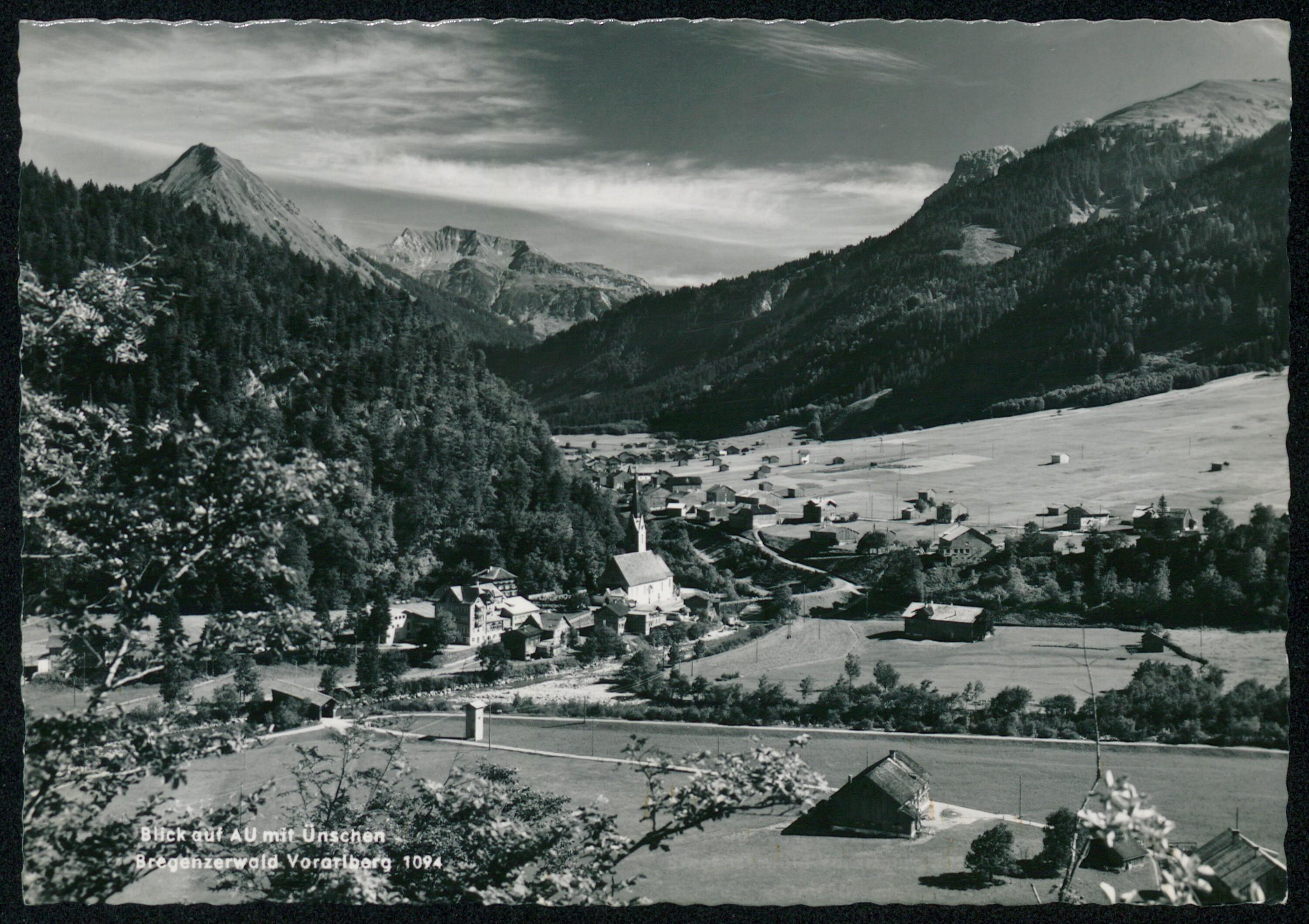 Blick auf Au mit Ünschen Bregenzerwald Vorarlberg></div>


    <hr>
    <div class=