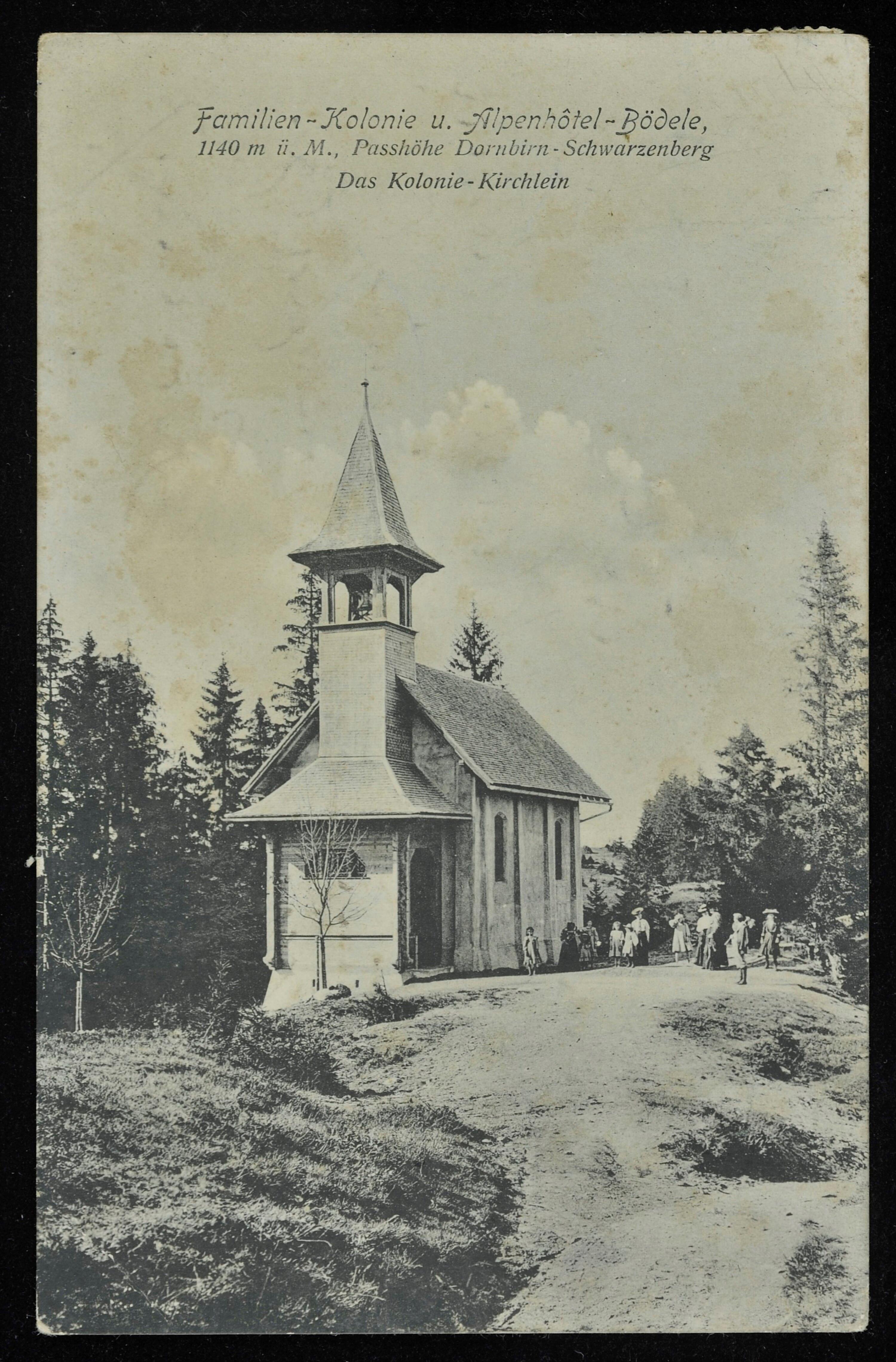 Familien-Kolonie u. Alpenhôtel-Bödele, 1140 m ü. M., Passhöhe Dornbirn-Schwarzenberg></div>


    <hr>
    <div class=