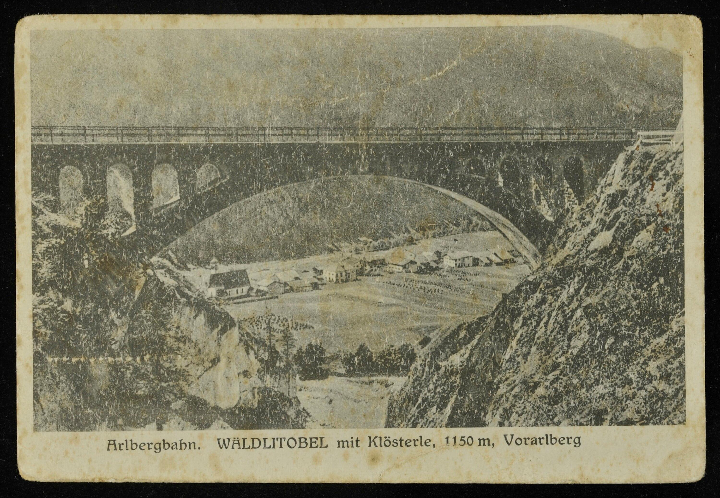 Arlbergbahn Wäldlitobel mit Klösterle, 1150 m, Vorarlberg></div>


    <hr>
    <div class=