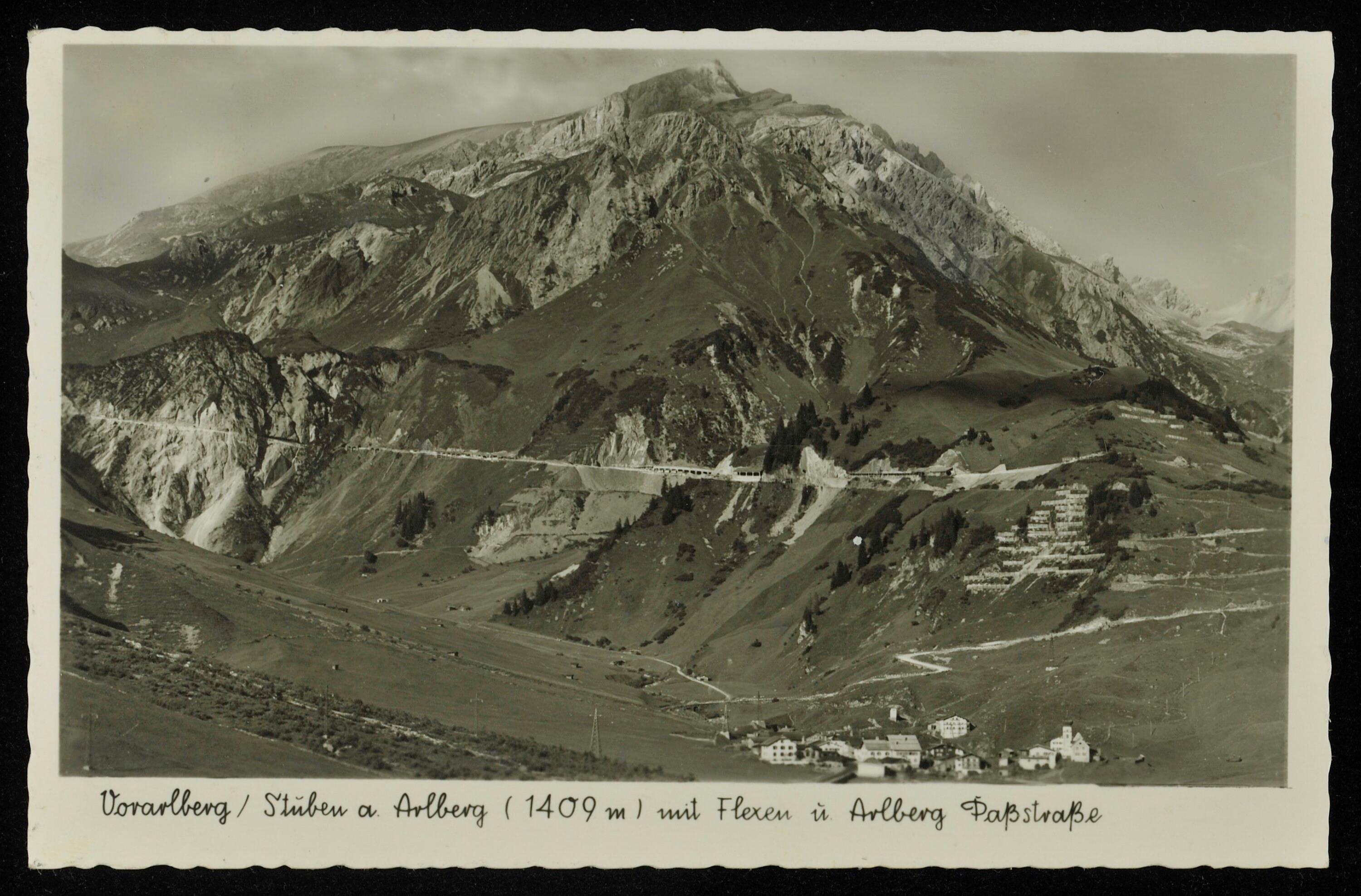 [Klösterle] Vorarlberg / Stuben a. Arlberg (1409 m) mit Flexen u. Arlberg Paßstraße></div>


    <hr>
    <div class=