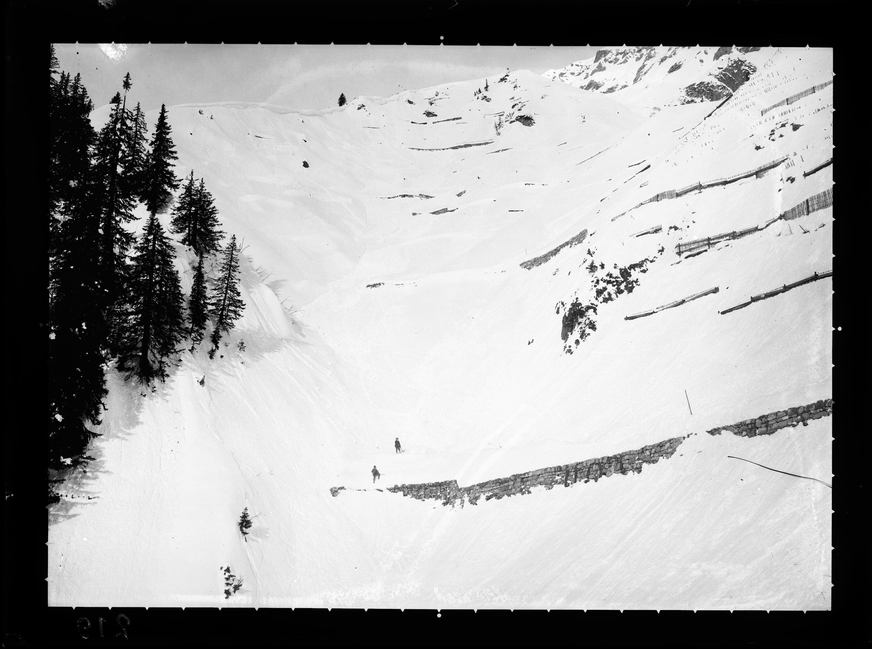 [Aufnahme von den Schneerückhaltemauern (Nr. 40) sowie Schneerechen (alte Bauweise) und Arlberg-Schneerechen im oberen Benediktentobel oberhalb von Langen am Arlberg]></div>


    <hr>
    <div class=