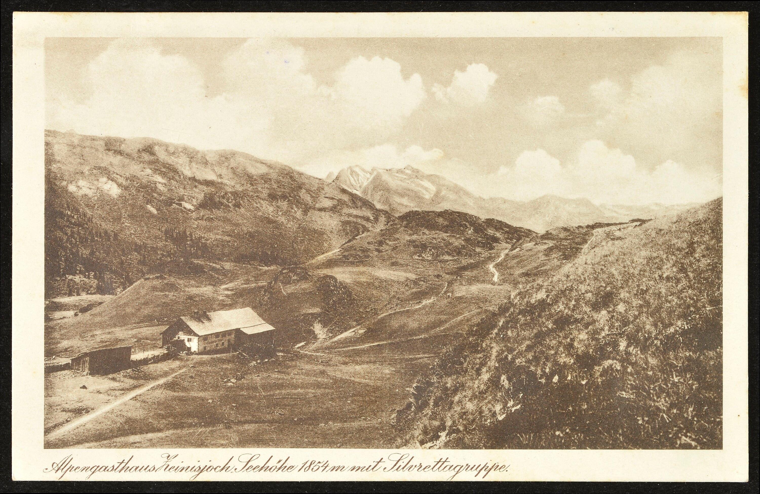 [Gaschurn] Alpengasthaus Zeinisjoch Seehöhe 1854 m mit Silvrettagruppe></div>


    <hr>
    <div class=