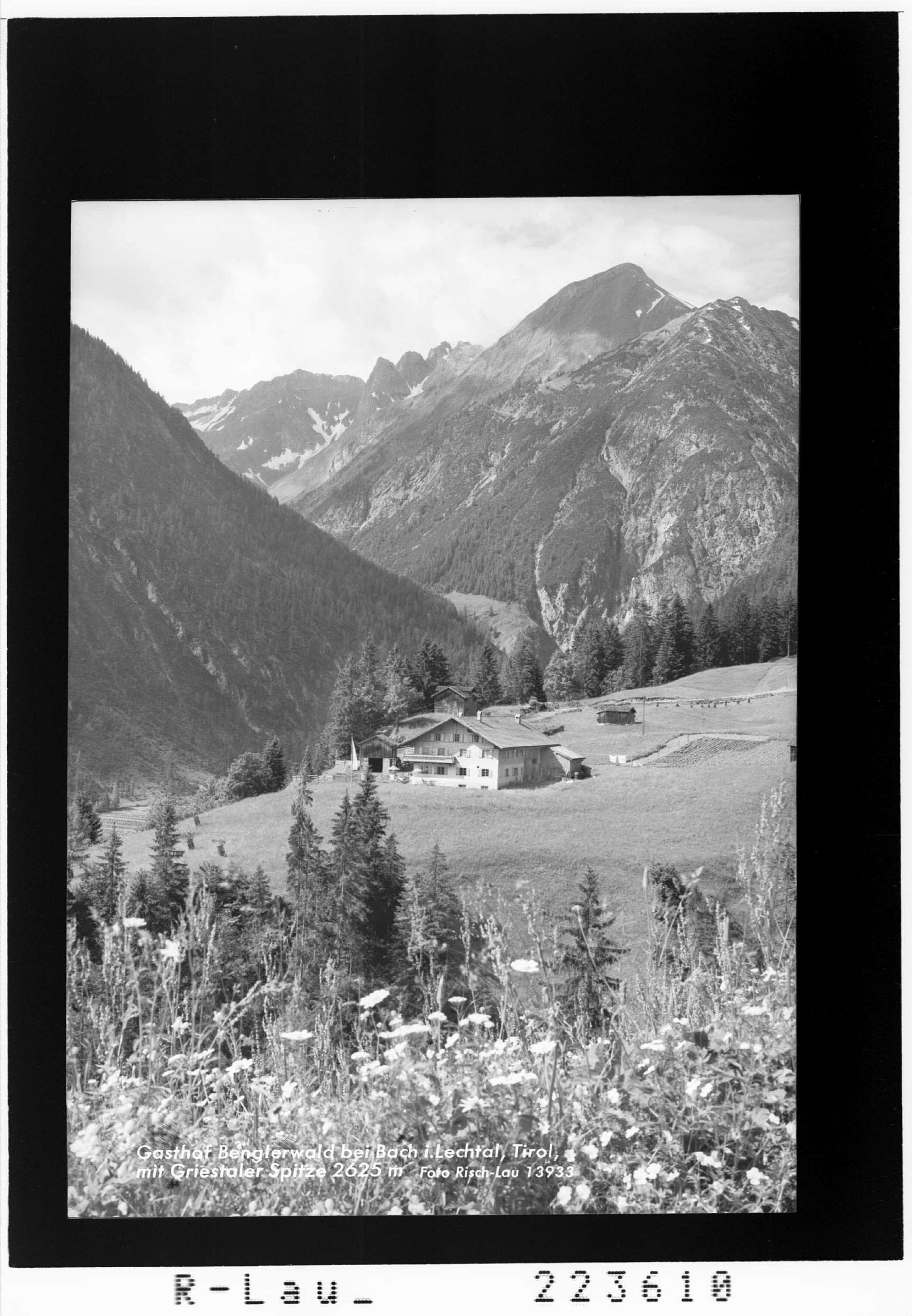 Gasthof Benglerwald bei Bach im Lechtal / Tirol / mit Griestaler Spitze 2625></div>


    <hr>
    <div class=