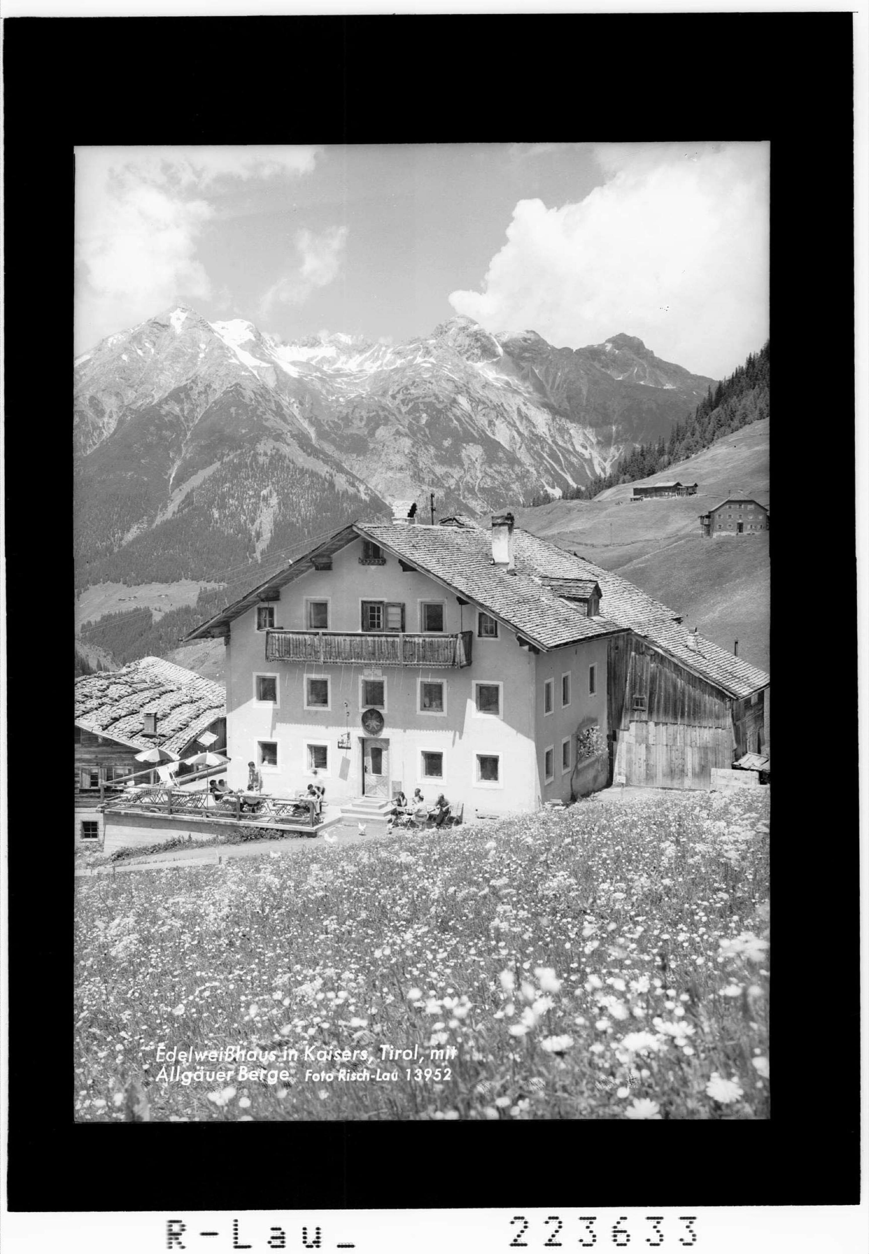 Edelweisshaus in Kaisers / Tirol / mit Allgäuer Berge></div>


    <hr>
    <div class=