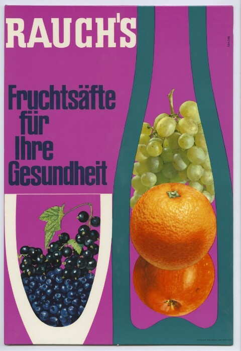 Plakatsteher des Getränkeherstellers Rauch / Josef Hanser ; Rauch Fruchtsäfte von Tiroler Graphik
