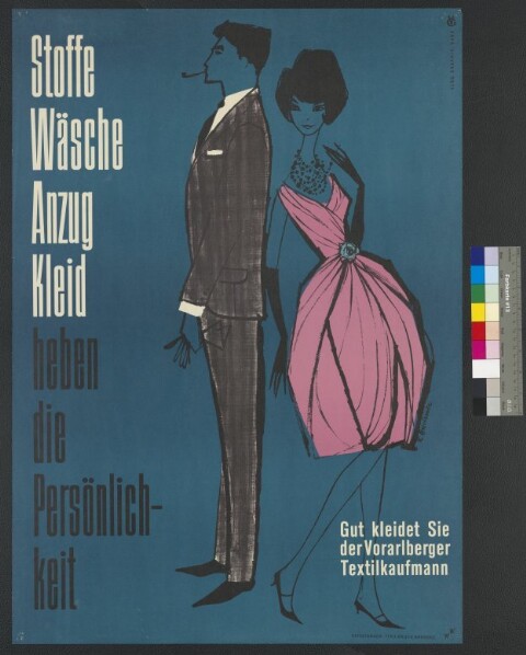 Werbeplakat des Vorarlberger Textilhandels / Renate Bucher Werbekontor, Vorarlberger Graphik ; Innung der Textilgeschäfte von Typo-Druck
