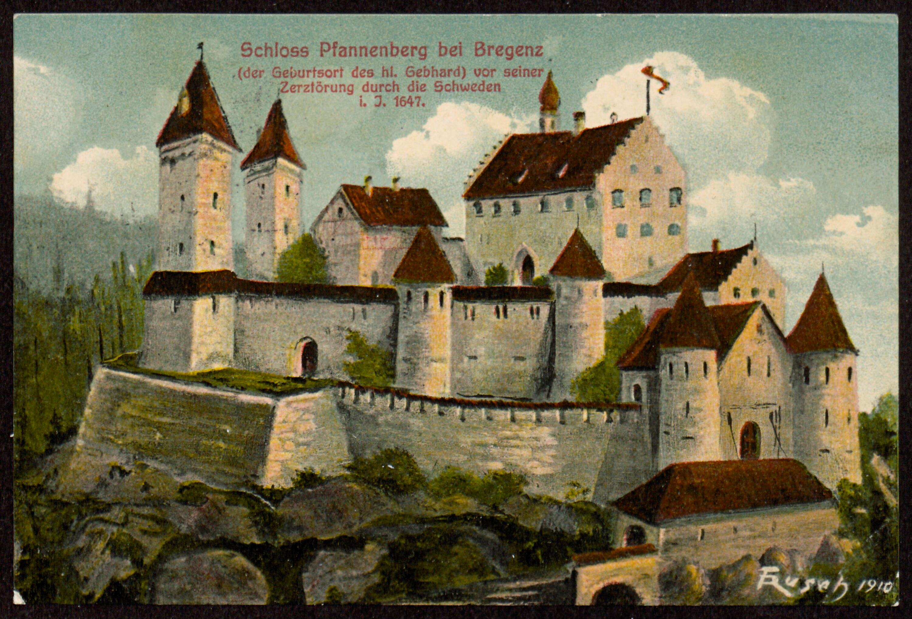 Schloss Pfannenberg bei Bregenz (der Geburtsort des hl. Gebhard) vor seiner Zerstörung durch die Schweden i. J. 1647></div>


    <hr>
    <div class=