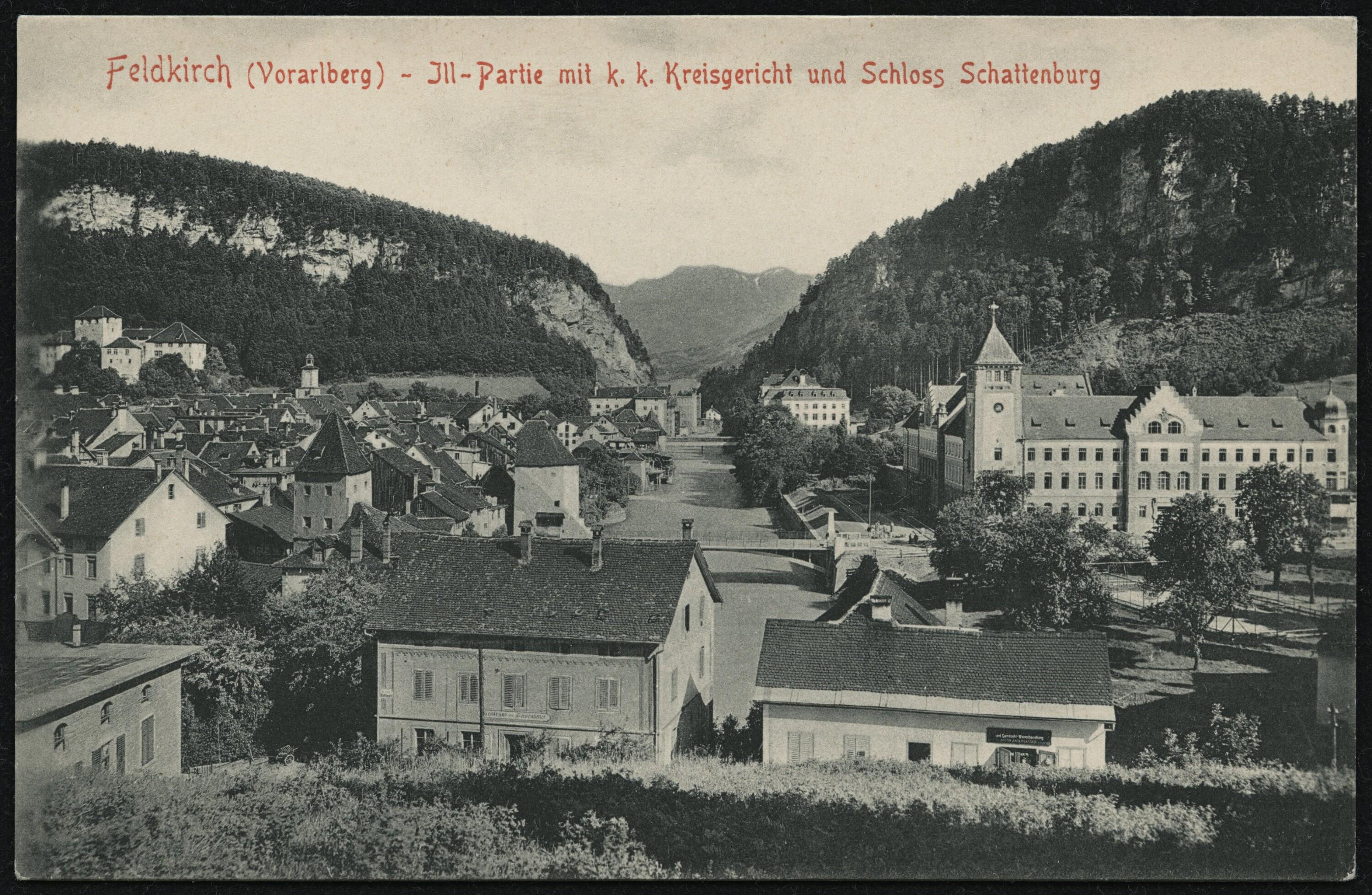 Feldkirch (Vorarlberg) - Jll-Partie mit k. k. Kreisgericht und Schloss Schattenburg></div>


    <hr>
    <div class=