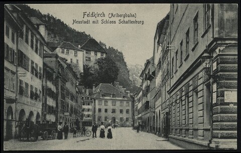 Feldkirch (Arlbergbahn) : Neustadt mit Schloss Schattenburg : [Correspondenz-Karte ...]