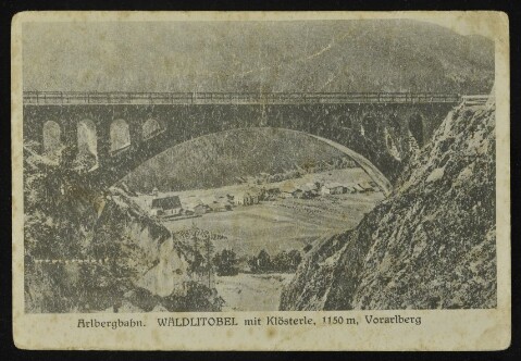 Arlbergbahn Wäldlitobel mit Klösterle, 1150 m, Vorarlberg