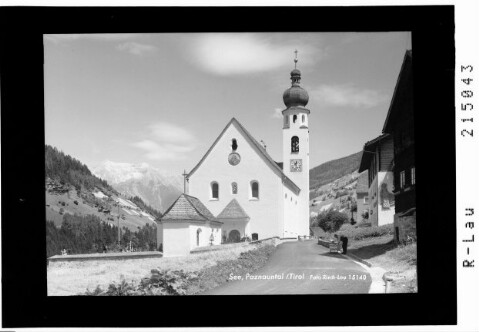 See, Paznauntal / Tirol : [Pfarrkirche in See im Paznaun gegen Rauher Kopf und Brandkogl]