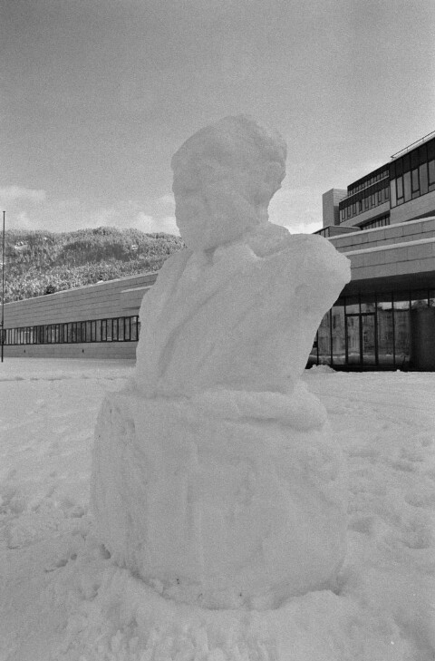 [Schneeskulptur vor dem Landhaus]