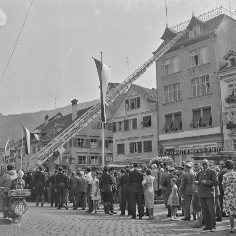 100 Jahre Freiwillige Feuerwehr Bregenz, Drehleitervorführung am Kornmarktplatz