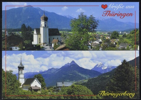 Herzliche Grüße aus Thüringen Thüringerberg : [Thüringen und Thüringerberg gegen Raggal mit Kellerspitze, 2017 m und Rote Wand, 2704 m Vorarlberg, Österreich ...]