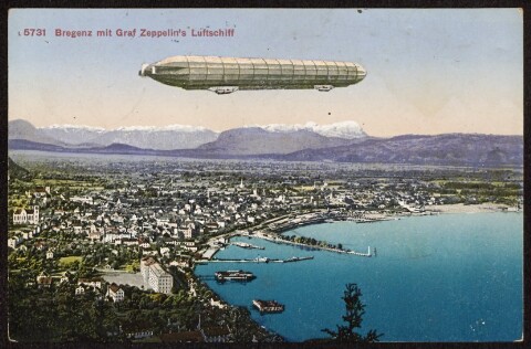 Bregenz mit Graf Zeppelin's Luftschiff
